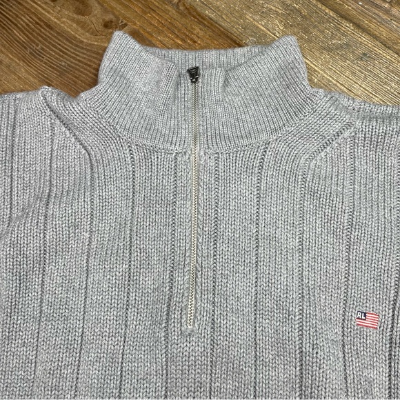 Ralph Lauren Polo Jeans Co Men’s Gray Knit Sweater Flag Logo 1/4 Zip Sz XL - Picture 4 of 9
